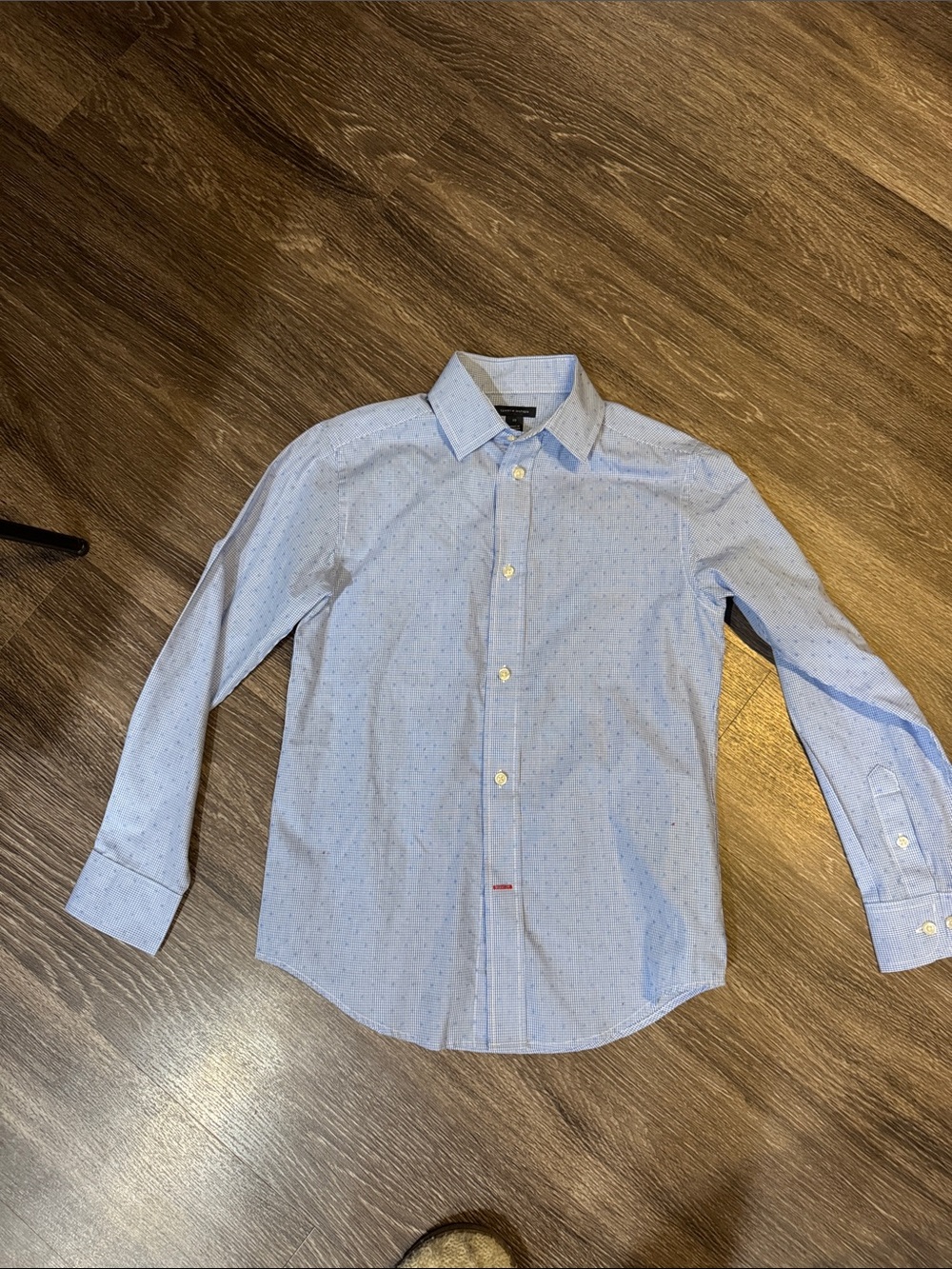 Tommy Hilfiger Light Blue Men's Dress Shirt with Micro Dot Pattern